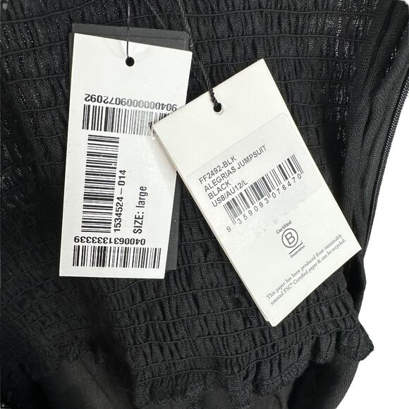 Faithful the Brand Alegrias Strapless Linen Jumpsuit Size 8 Black Vacation Beach - Picture 12 of 13